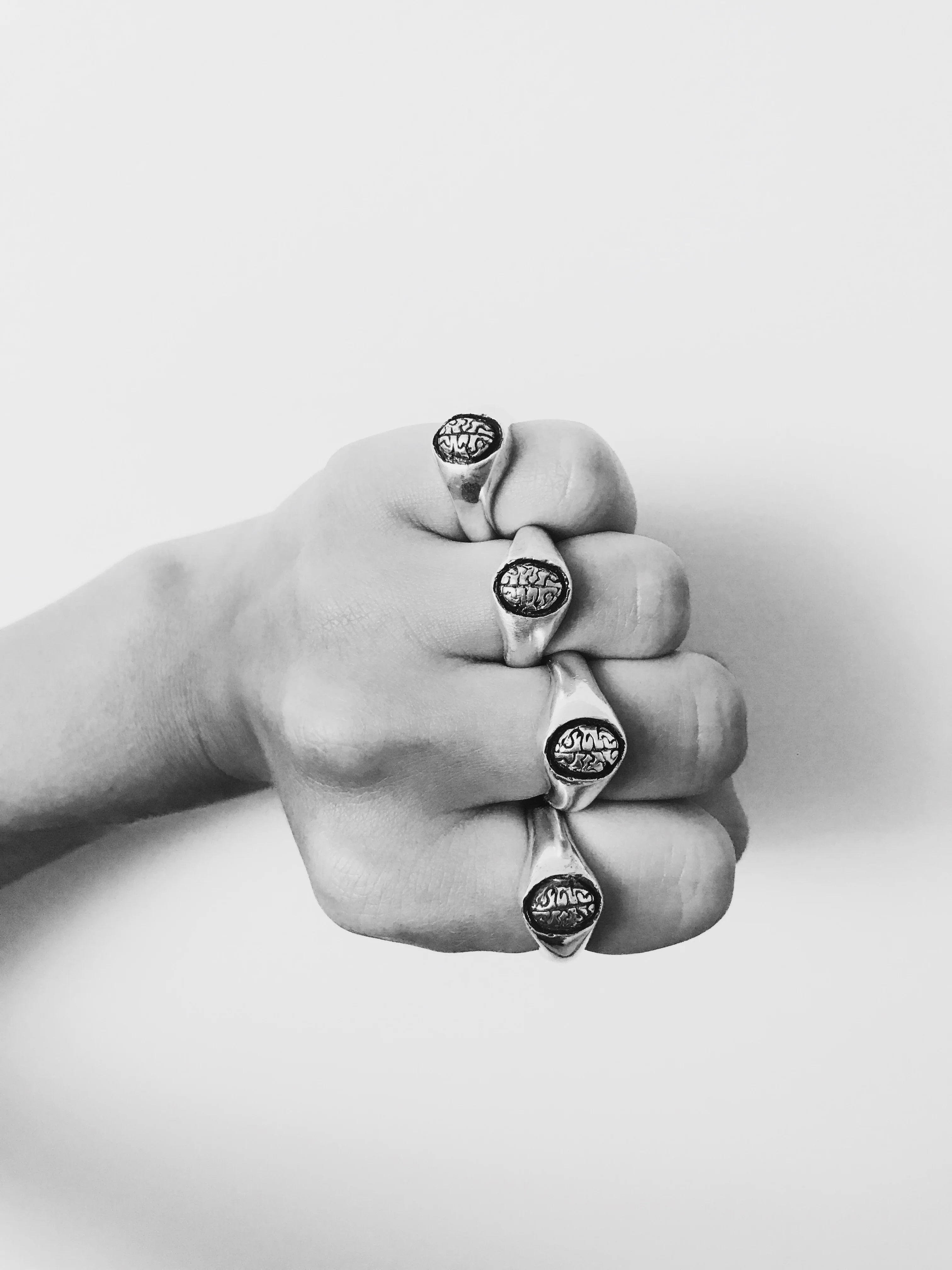 Exposed Brain Silver Signet Ring - Image 3