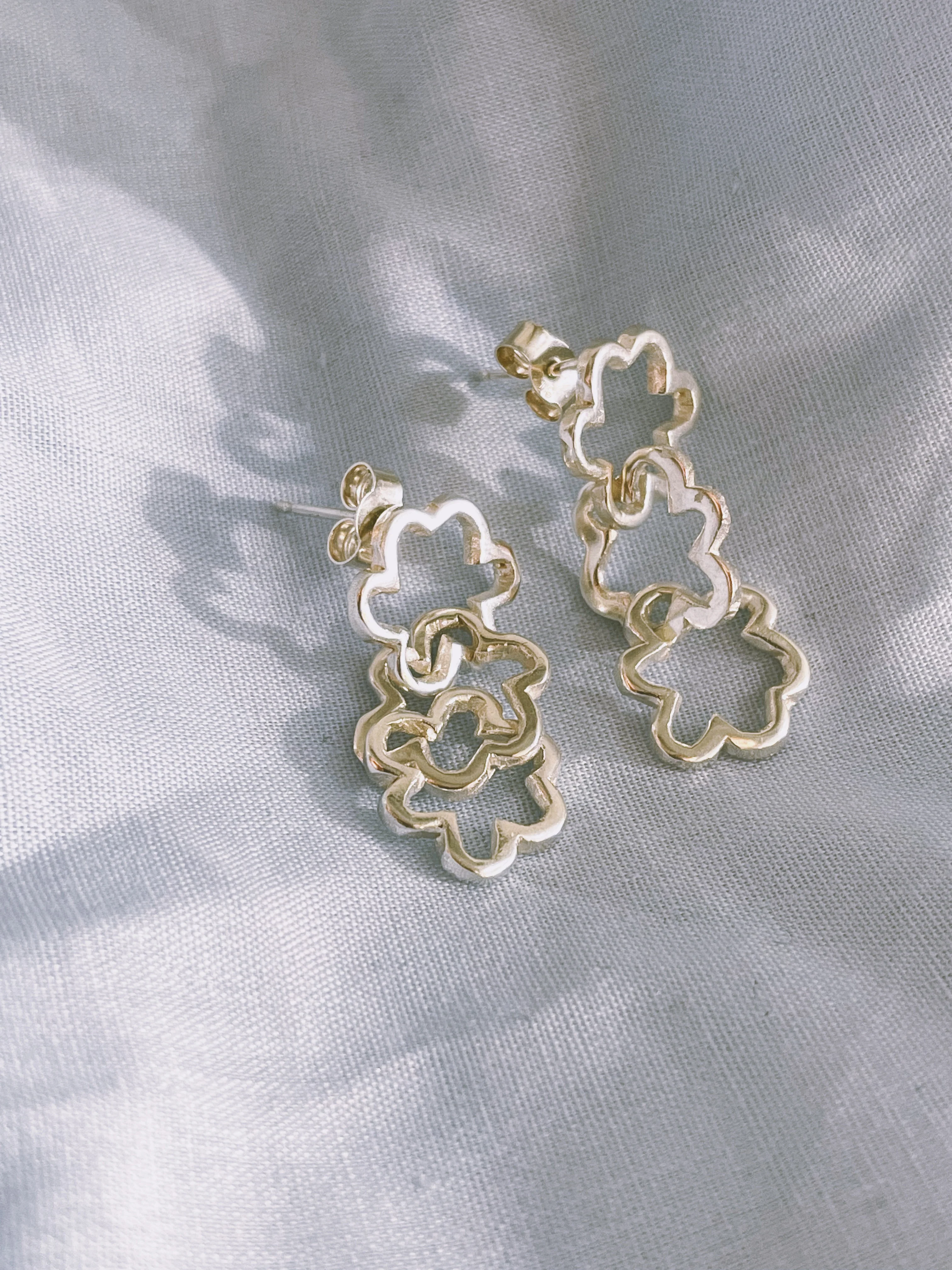 Flower Chain Stud Earrings - Image 3