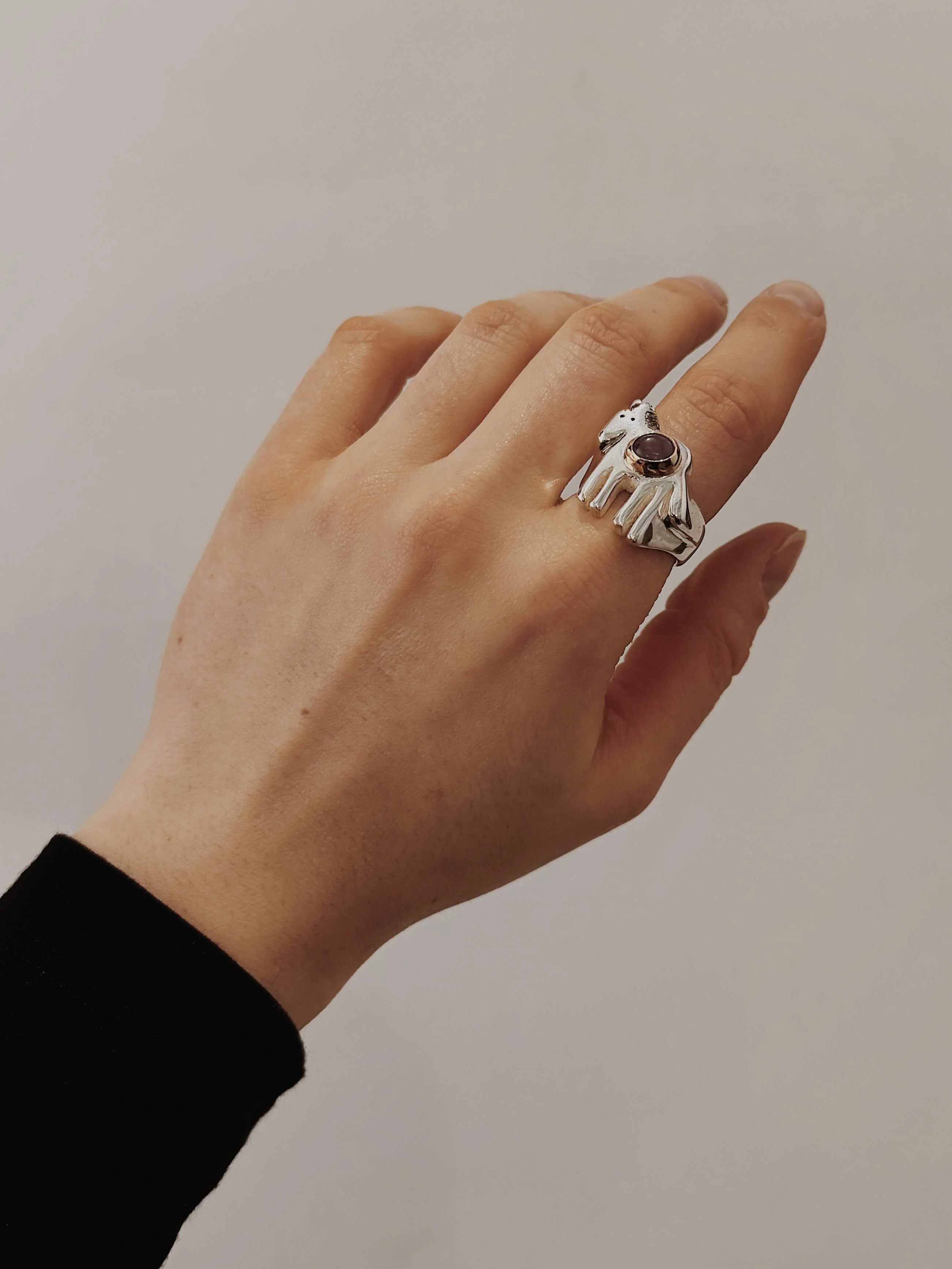 Amazonite Horsey Signet Ring - Image 2