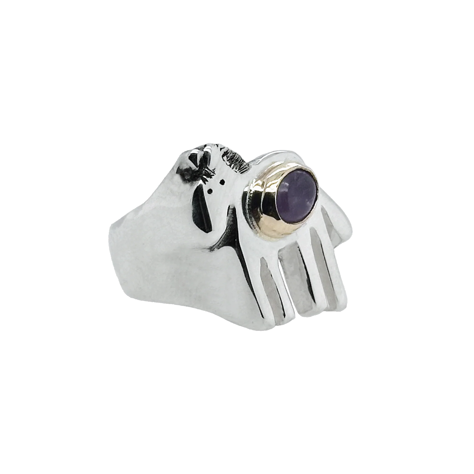 Purple Amethyst Horsey Signet Ring - Image 5