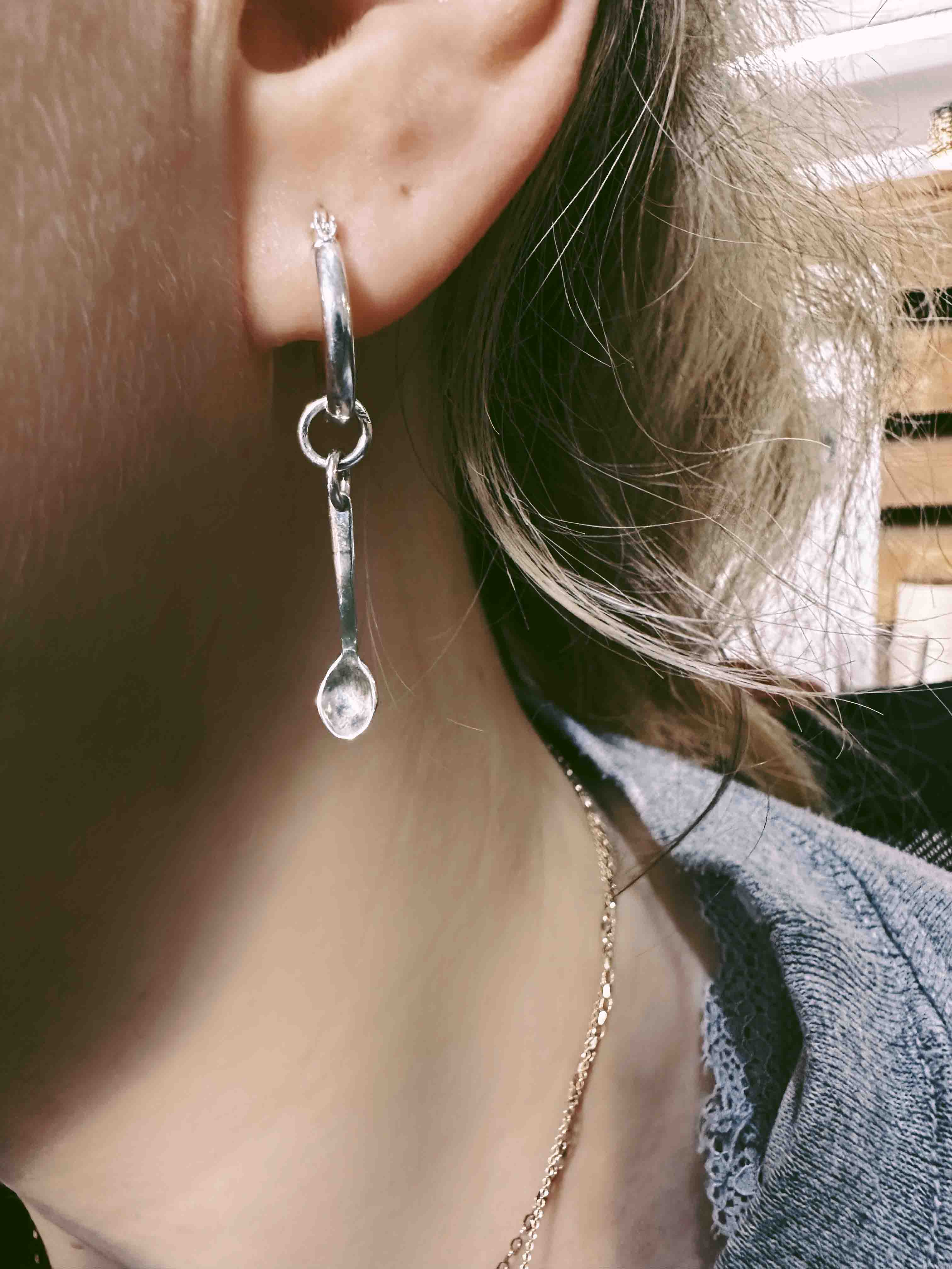 Spoon Hoop Earrings - Image 3