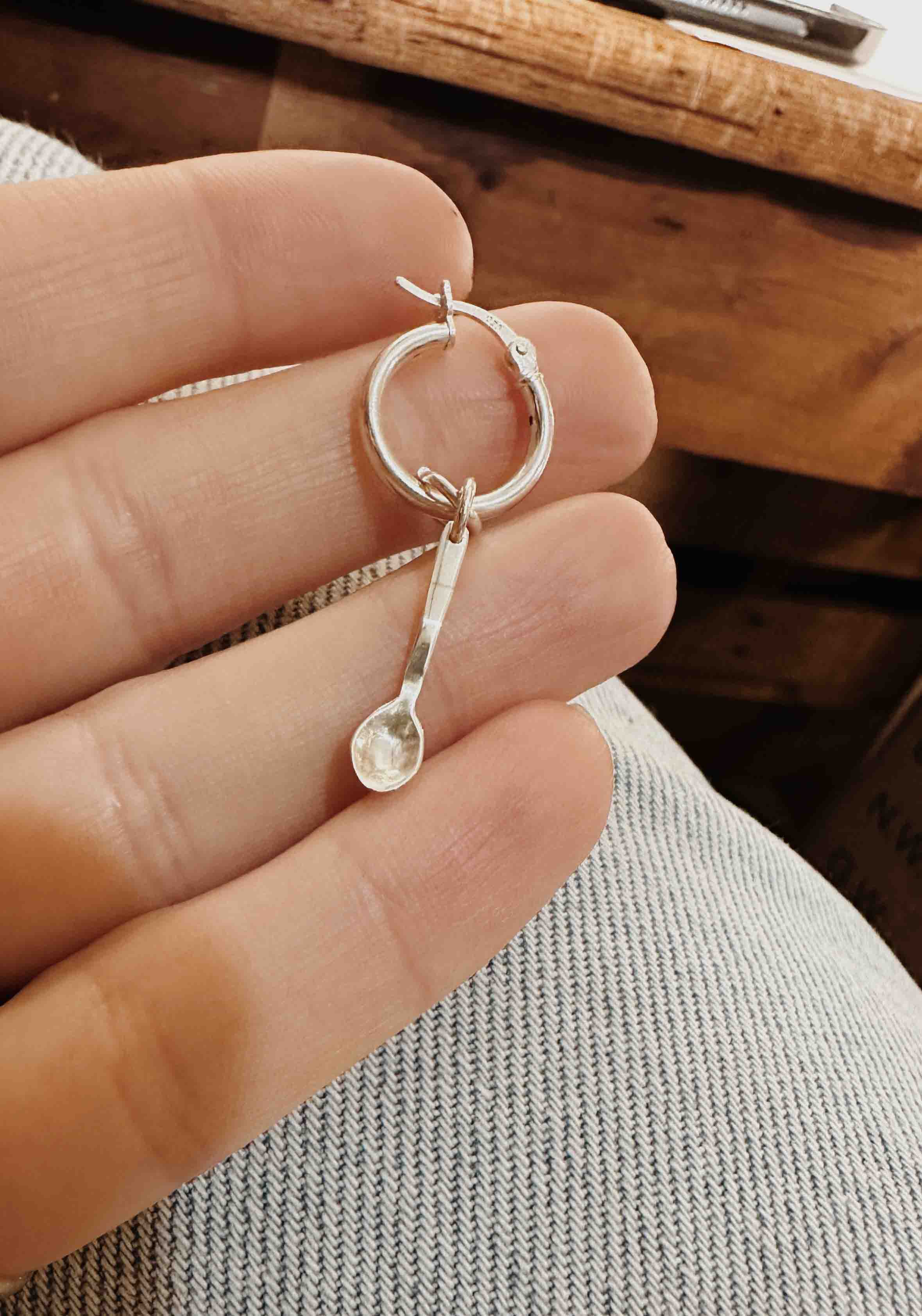 Spoon Hoop Earrings - Image 4