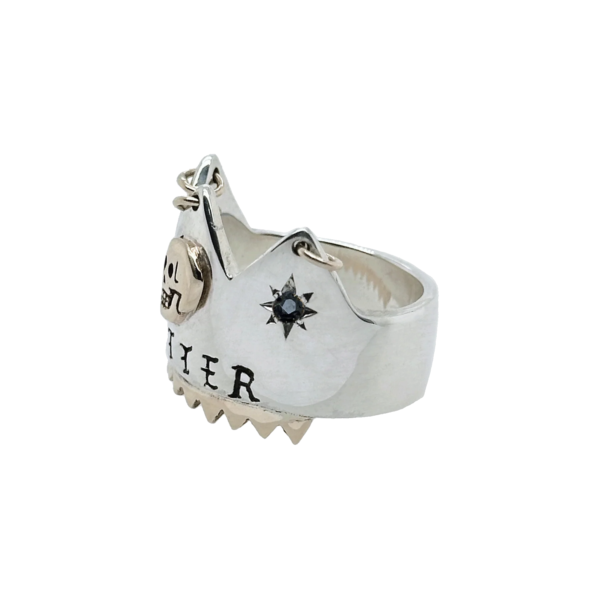 The Nutter Crown Ring with Sapphires and Gold Elements Size Q (US: 8) - Image 2